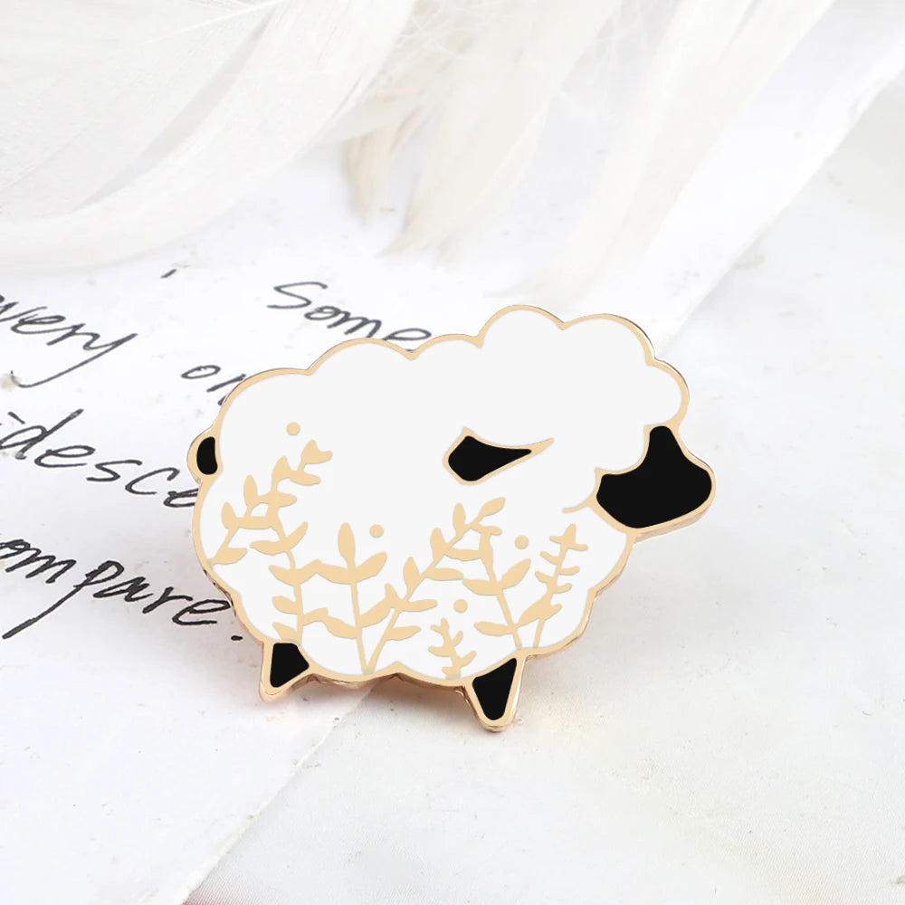 Cute Black Goat Enamel Pin – Funny Cartoon Animal Brooch