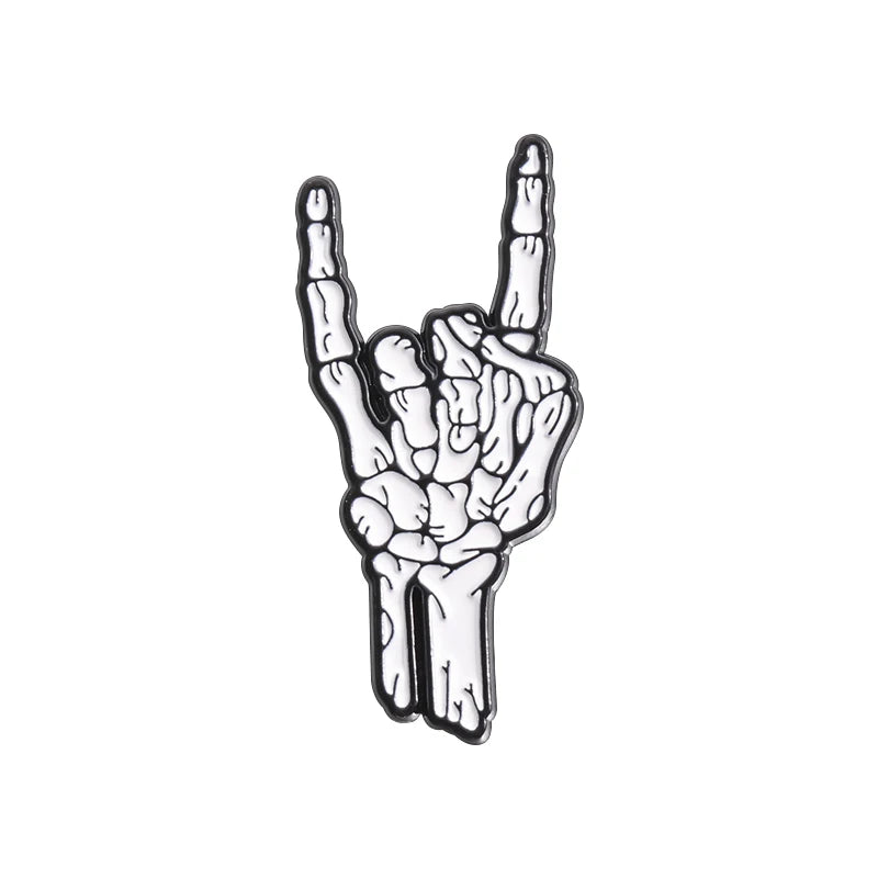 Skeleton Hand Enamel Pin – Punk Rock Brooch