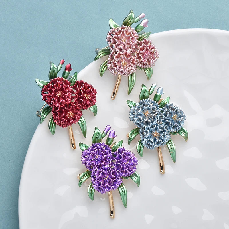 4-Color Elegant Plant Brooch Pin