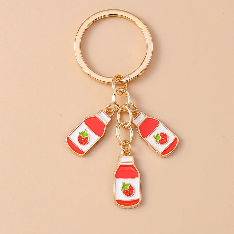 Red Wine Keychain – Cute Enamel Key Ring for Handbags
