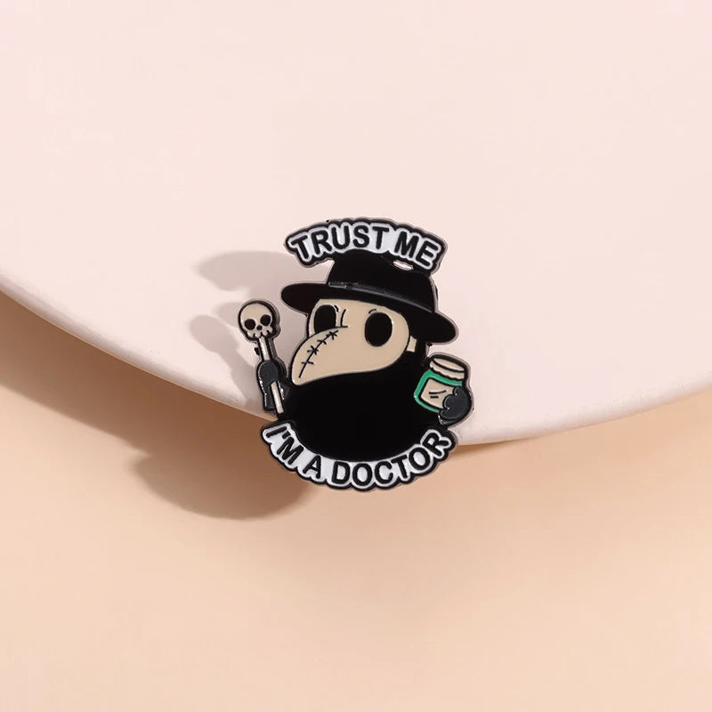 Plague Doctor Enamel Pin – Gothic Punk Brooch