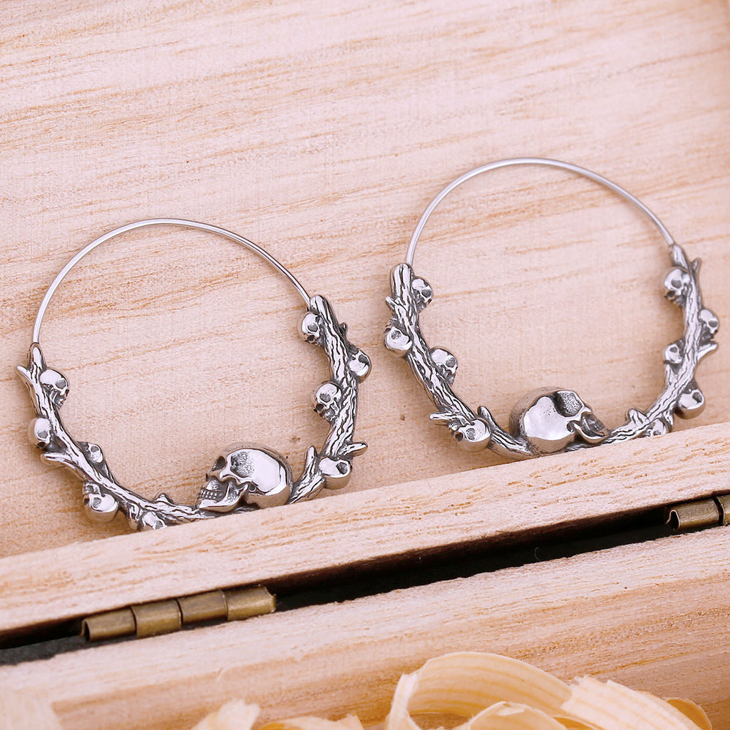 Gothic Skull Hoop Earrings – Vintage Punk Stainless Steel Hip Hop Jewelry Gift
