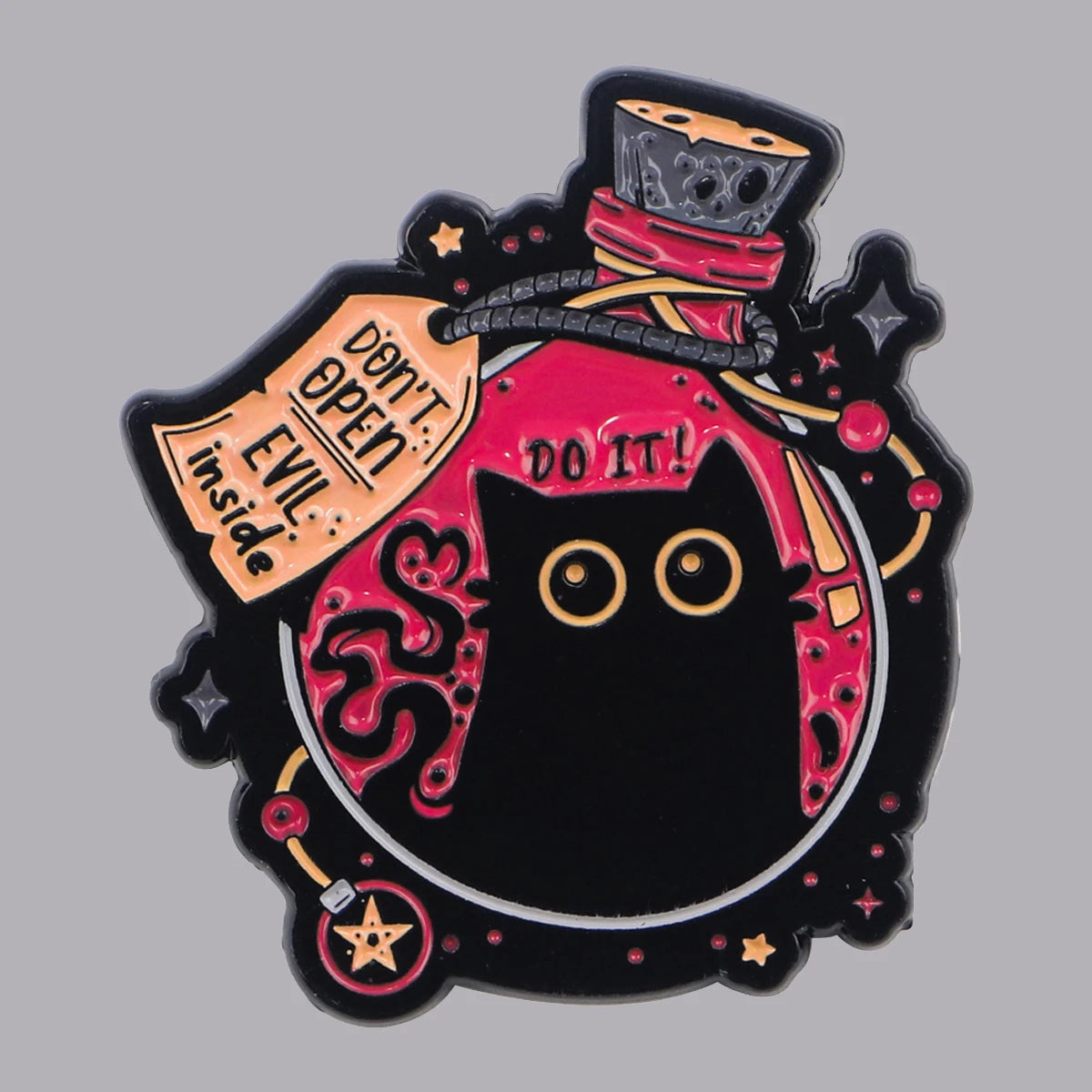 Cute Black Cat Enamel Pin – Witchy Halloween Brooch