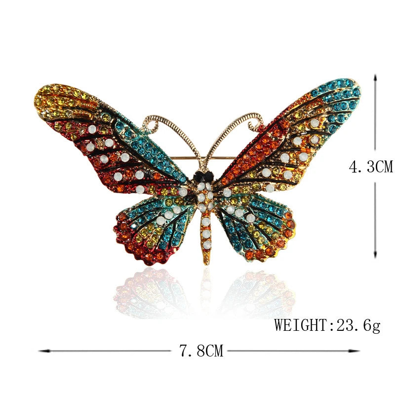 Shiny Crystal Butterfly Lapel Pin