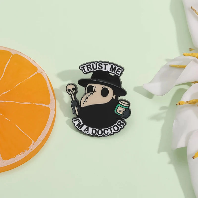 Plague Doctor Enamel Pin – Gothic Punk Brooch