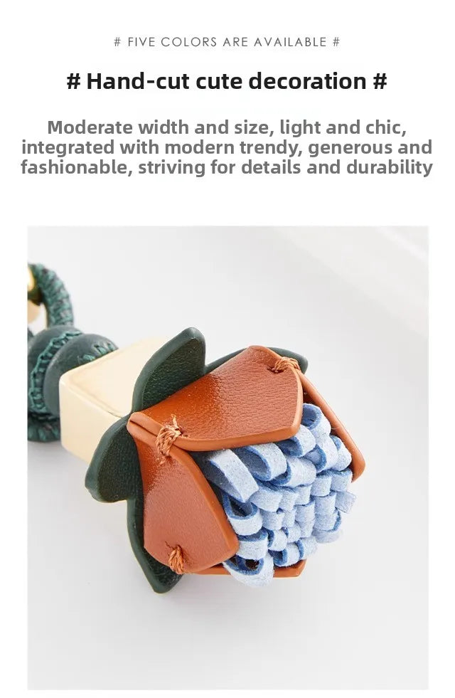 High-Grade Leather Flower Ball Tassel – Bag & Car Pendant
