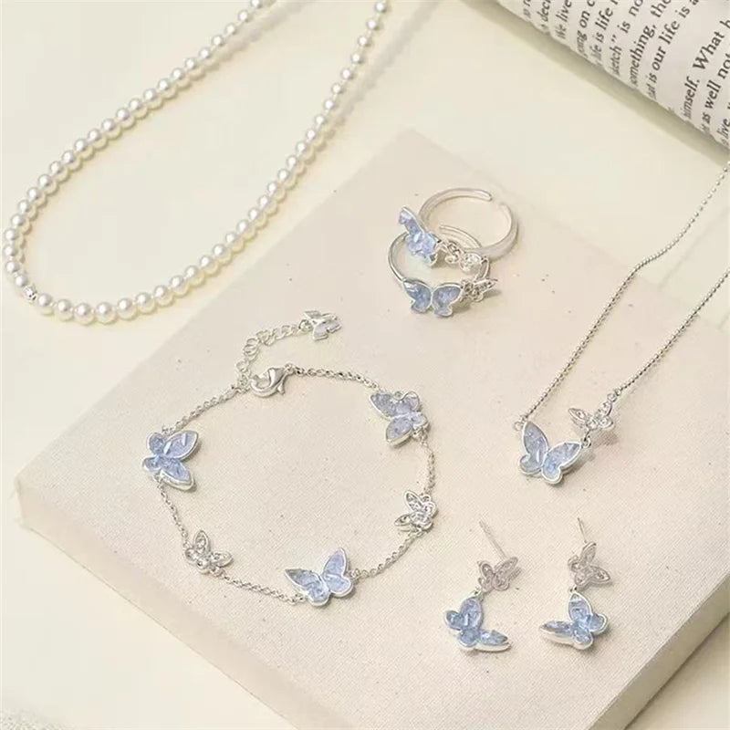Adjustable Butterfly Crystal Jewelry Set