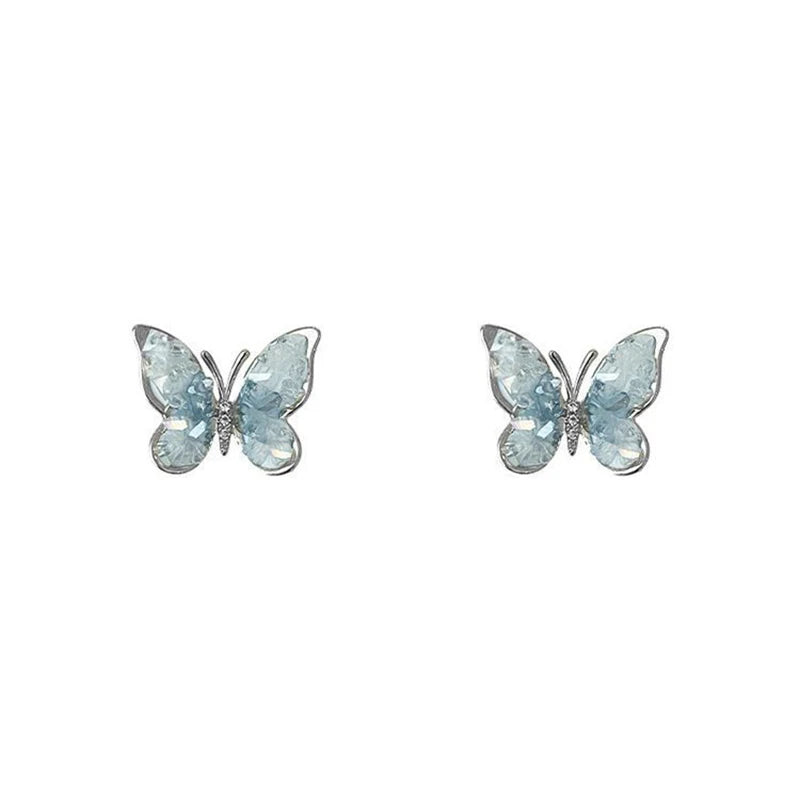Luxury Blue Butterfly Crystal Studs
