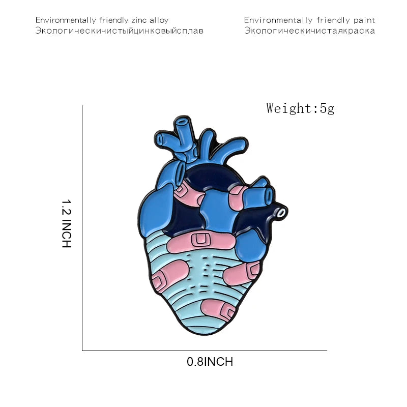 Anatomical Heart Enamel Pin – Medical Brooch Gift