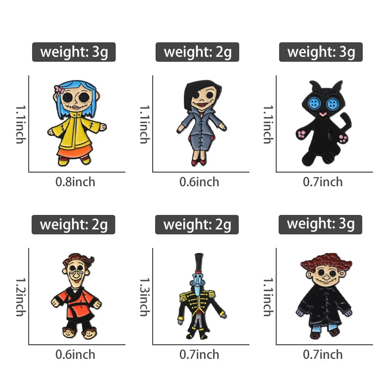 Coraline Doll Enamel Pin – Horror Punk Brooch