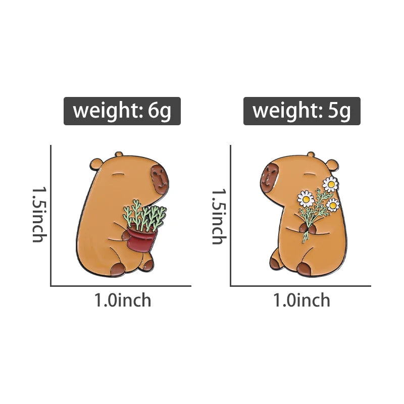 Capybara Love Enamel Pin – Cute Couple Brooch
