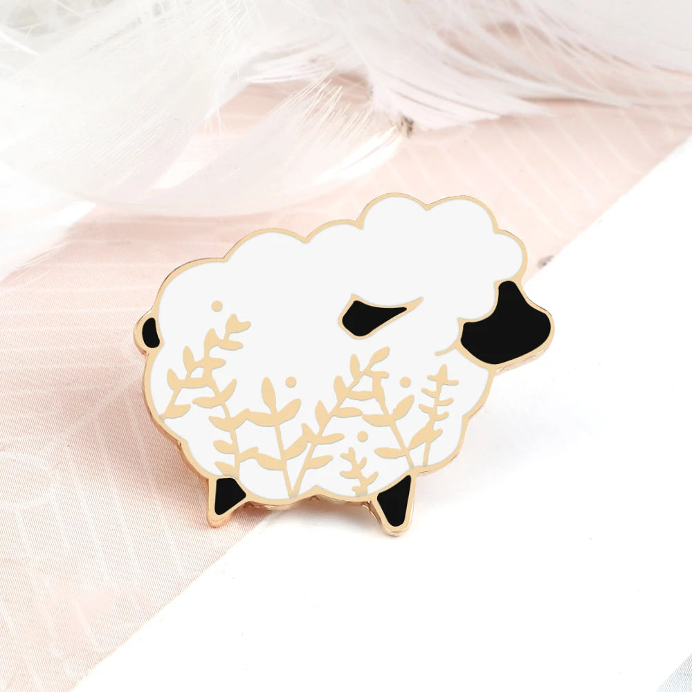 Cute Black Goat Enamel Pin – Funny Cartoon Animal Brooch