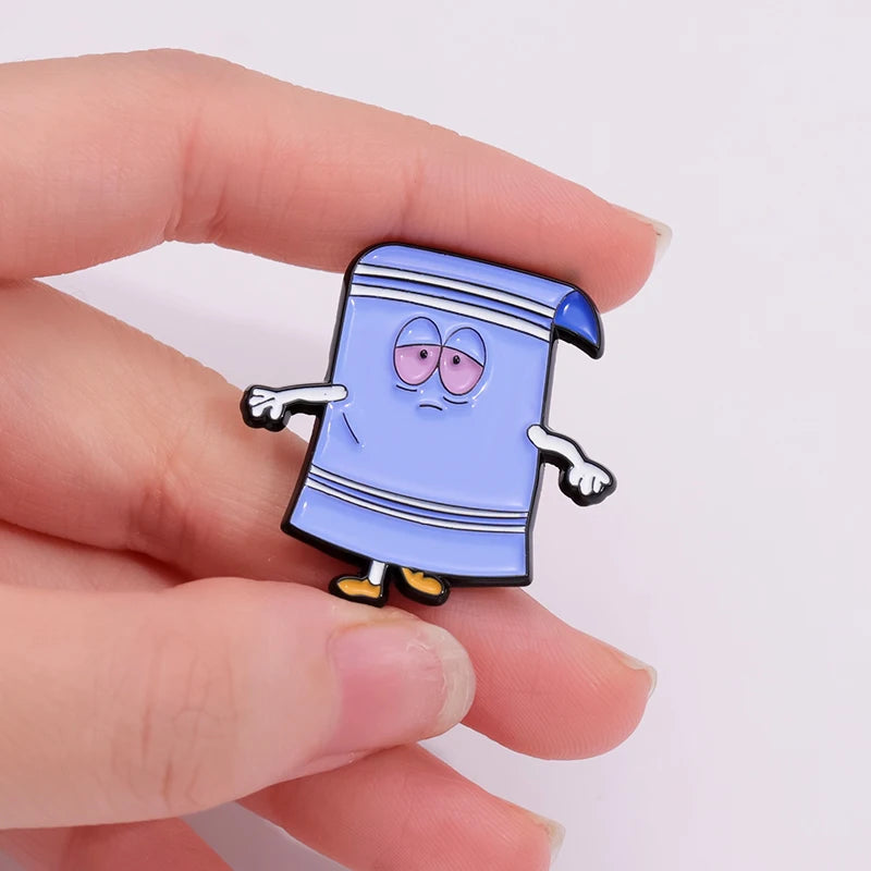 Comedy Anime Towel Enamel Pin – Funny Cartoon Brooch Gift for Friends