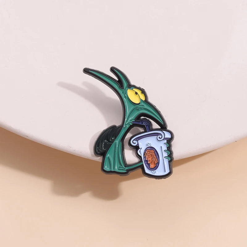 Hercules Panic Soda Enamel Pin – Funny Cartoon Brooch Badge