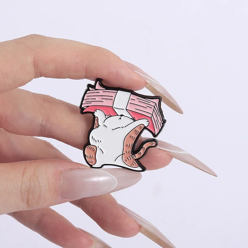 I’m OK Cat Office Work Enamel Pin – Funny Money Brooch
