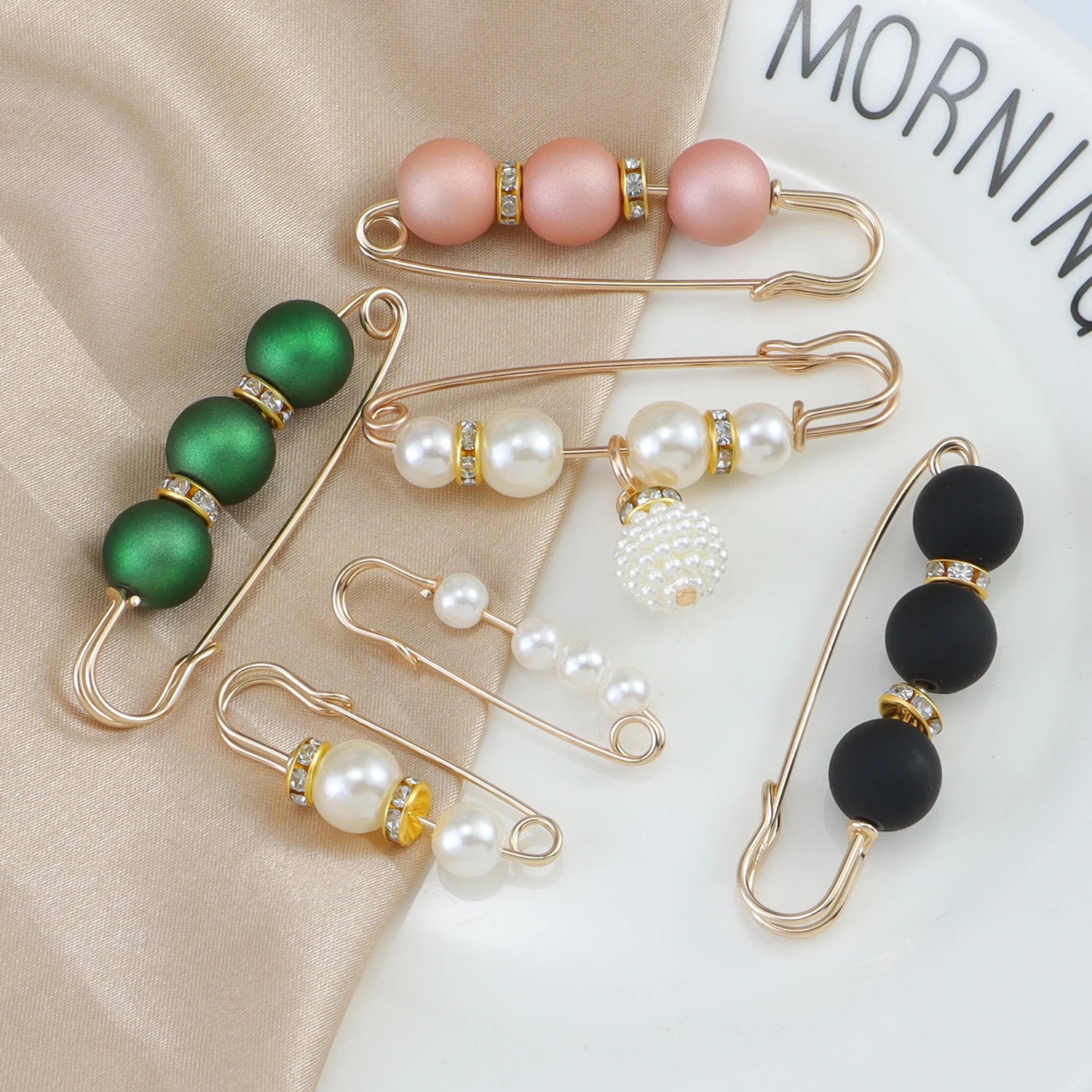 Kpop Gold Brooch Set – Fashion Safety Pins for Women