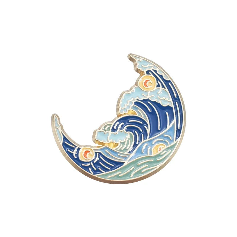 Abstract Night Sky Enamel Pin – Artistic Sunflower Brooch