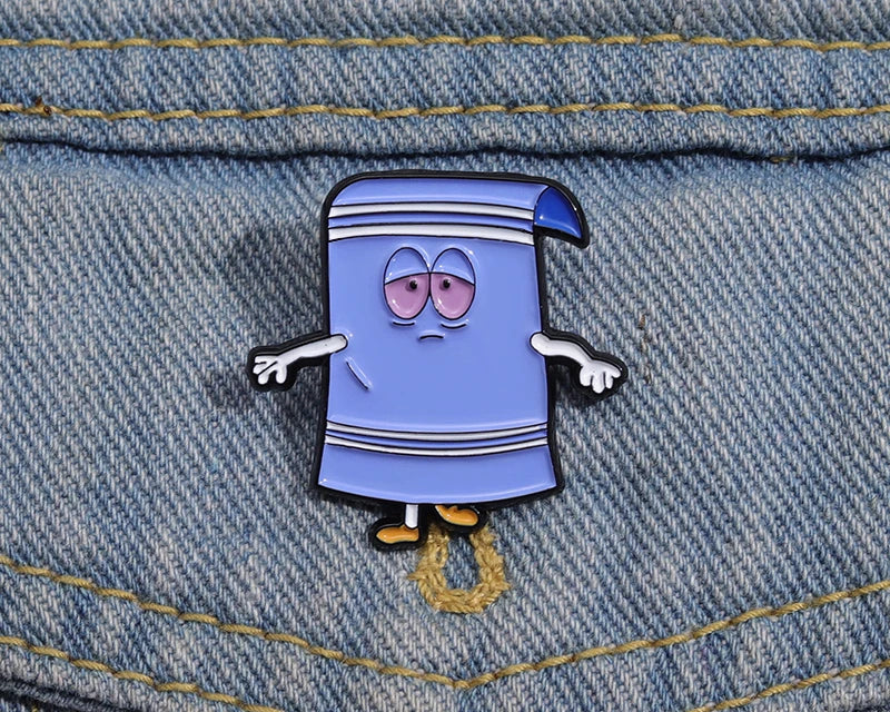 Comedy Anime Towel Enamel Pin – Funny Cartoon Brooch Gift for Friends