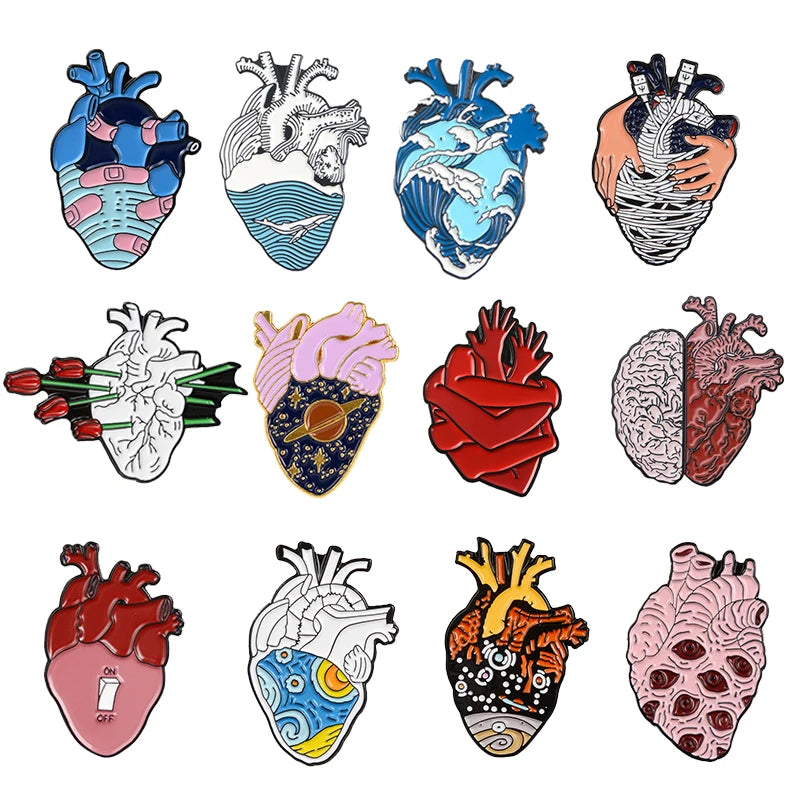 Anatomical Heart Enamel Pin – Medical Brooch Gift