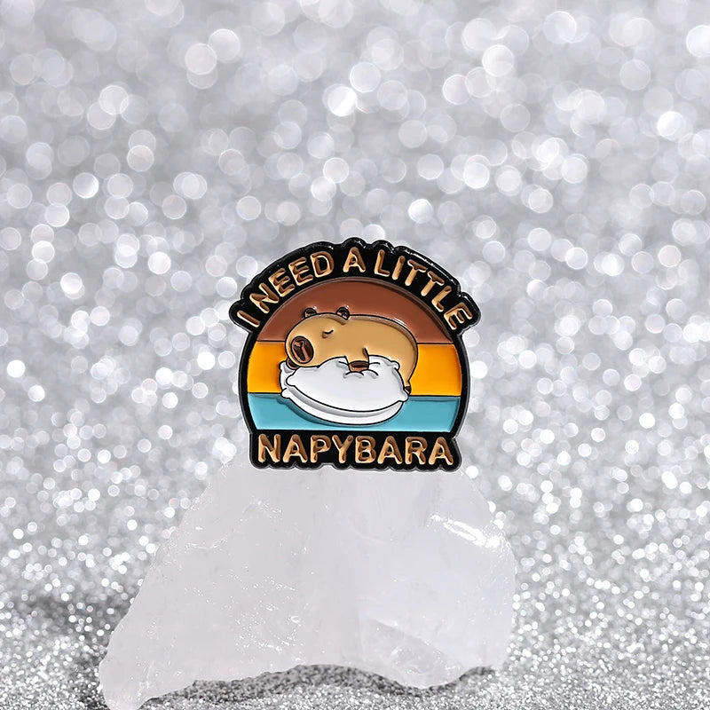 Cute Animal Enamel Pin Set (3–5pcs) – Cat & Capybara Brooches