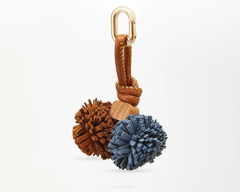 High-Grade Leather Flower Ball Tassel – Bag & Car Pendant