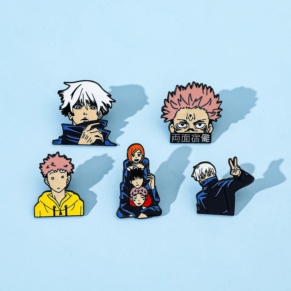 Itadori Yuji Enamel Pin Set – 5pcs Funny Anime Brooch Collection