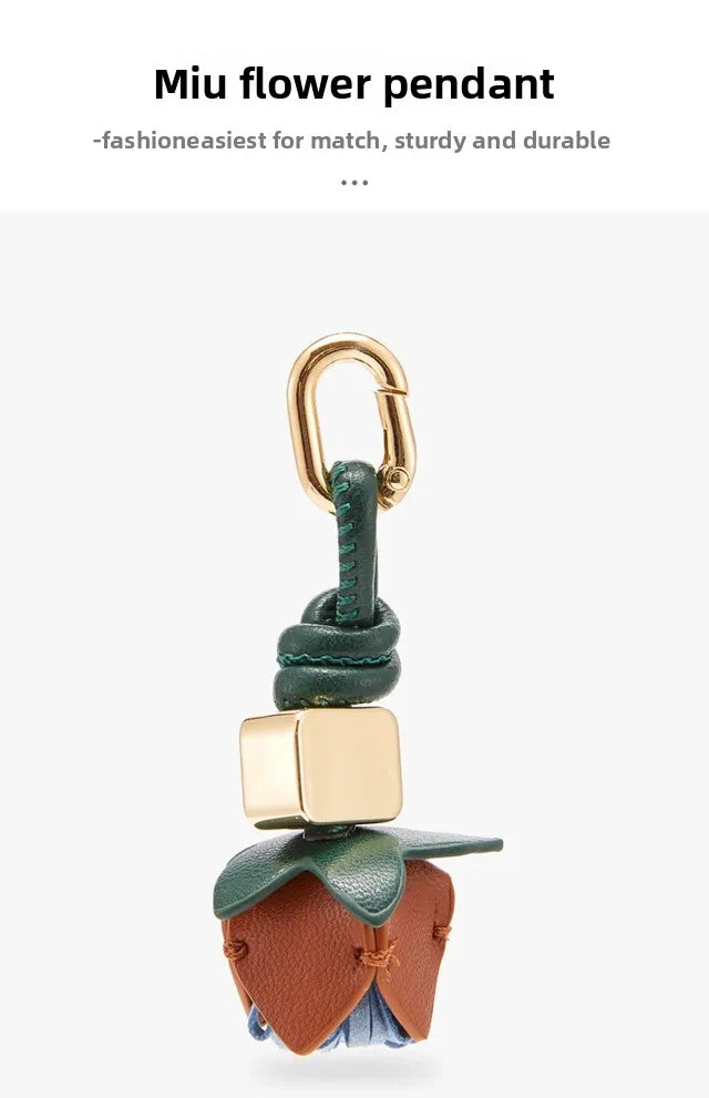High-Grade Leather Flower Ball Tassel – Bag & Car Pendant