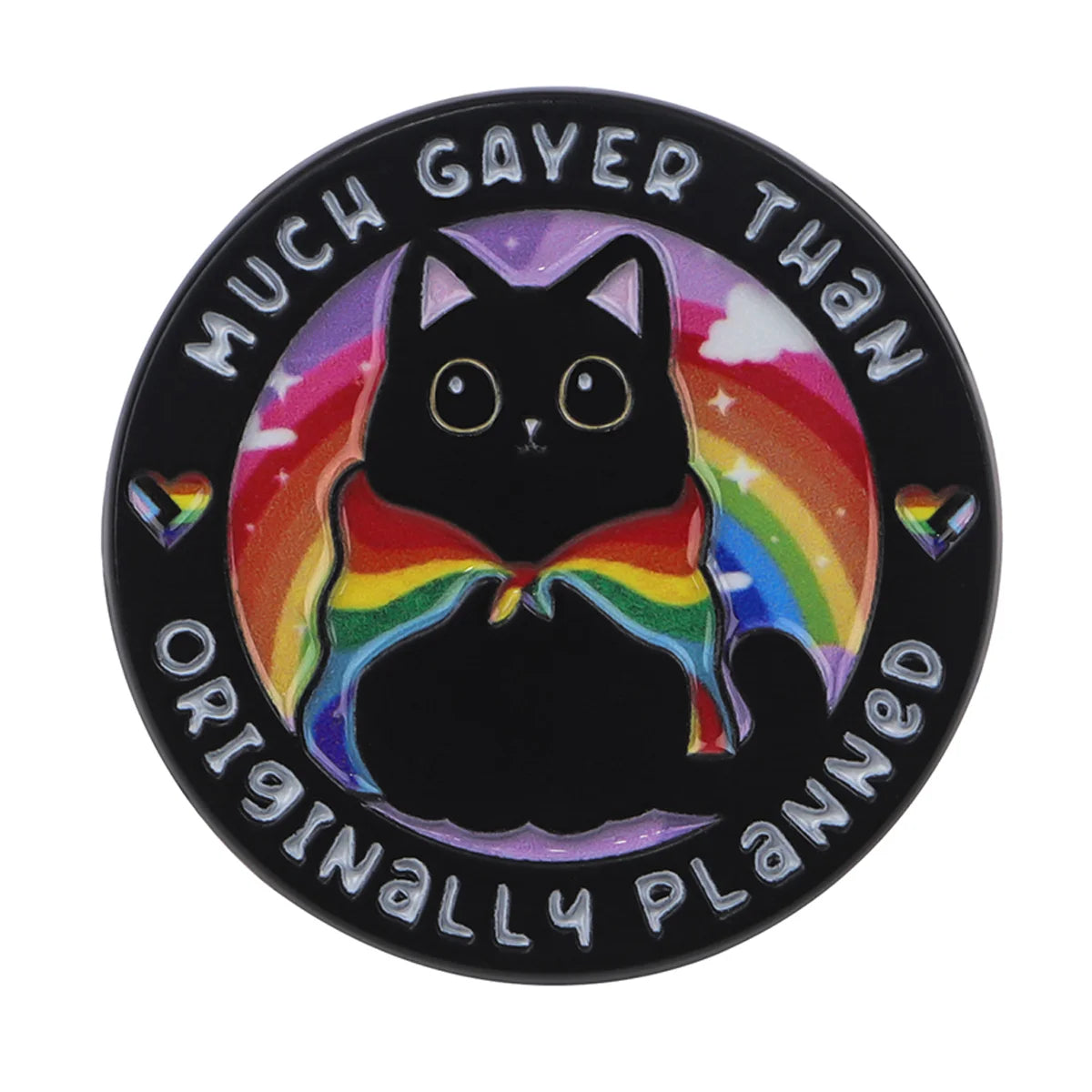 Cute Black Cat Enamel Pin – Witchy Halloween Brooch