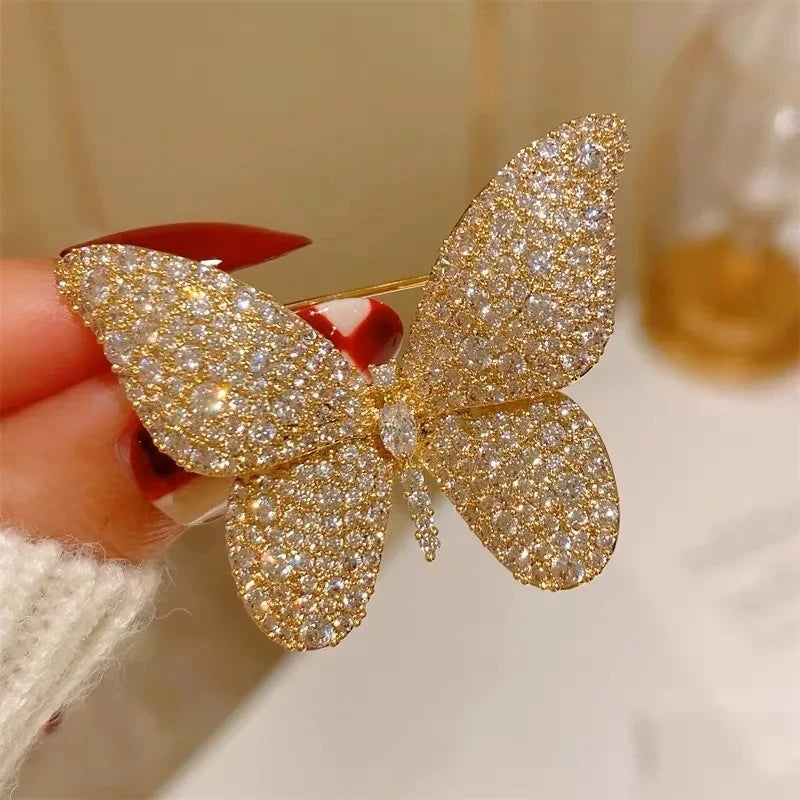 Exquisite Green Crystal Butterfly Brooch – Elegant Jewelry Gift for Women & Girls