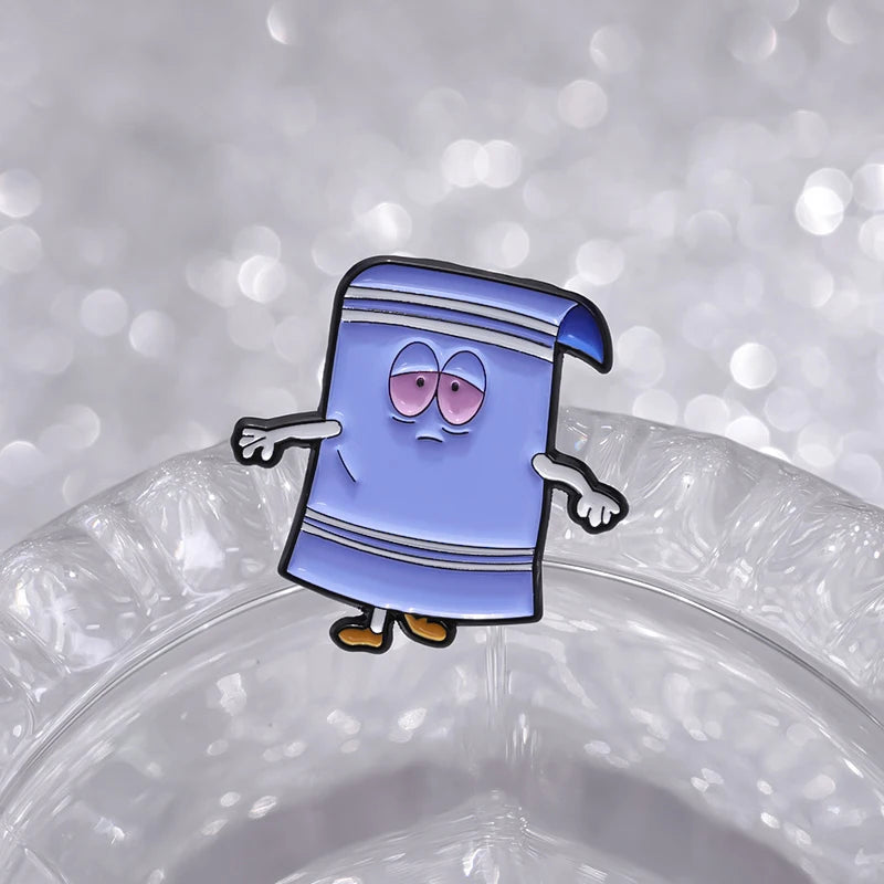 Comedy Anime Towel Enamel Pin – Funny Cartoon Brooch Gift for Friends