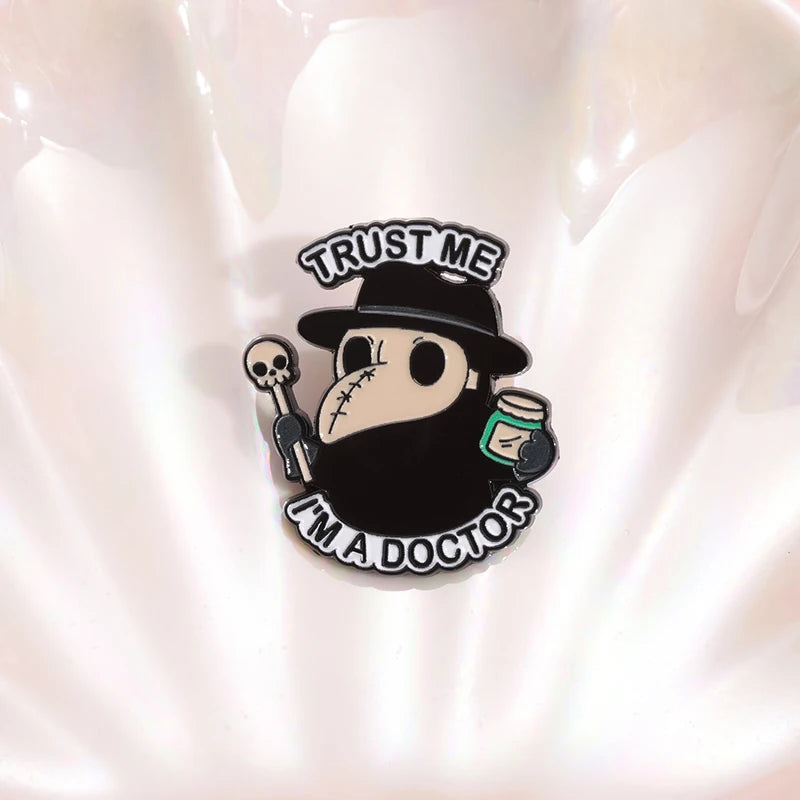 Plague Doctor Enamel Pin – Gothic Punk Brooch