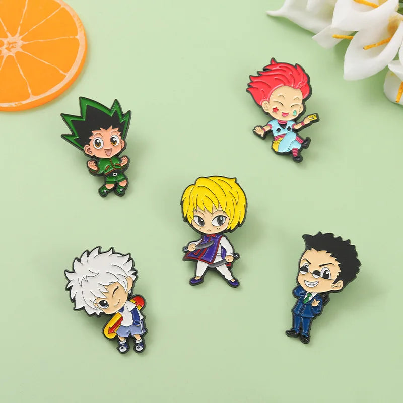 Hunter x Hunter Enamel Pin Set (5PCS) – Anime Lapel Badges for Clothes, Bags & Cosplay