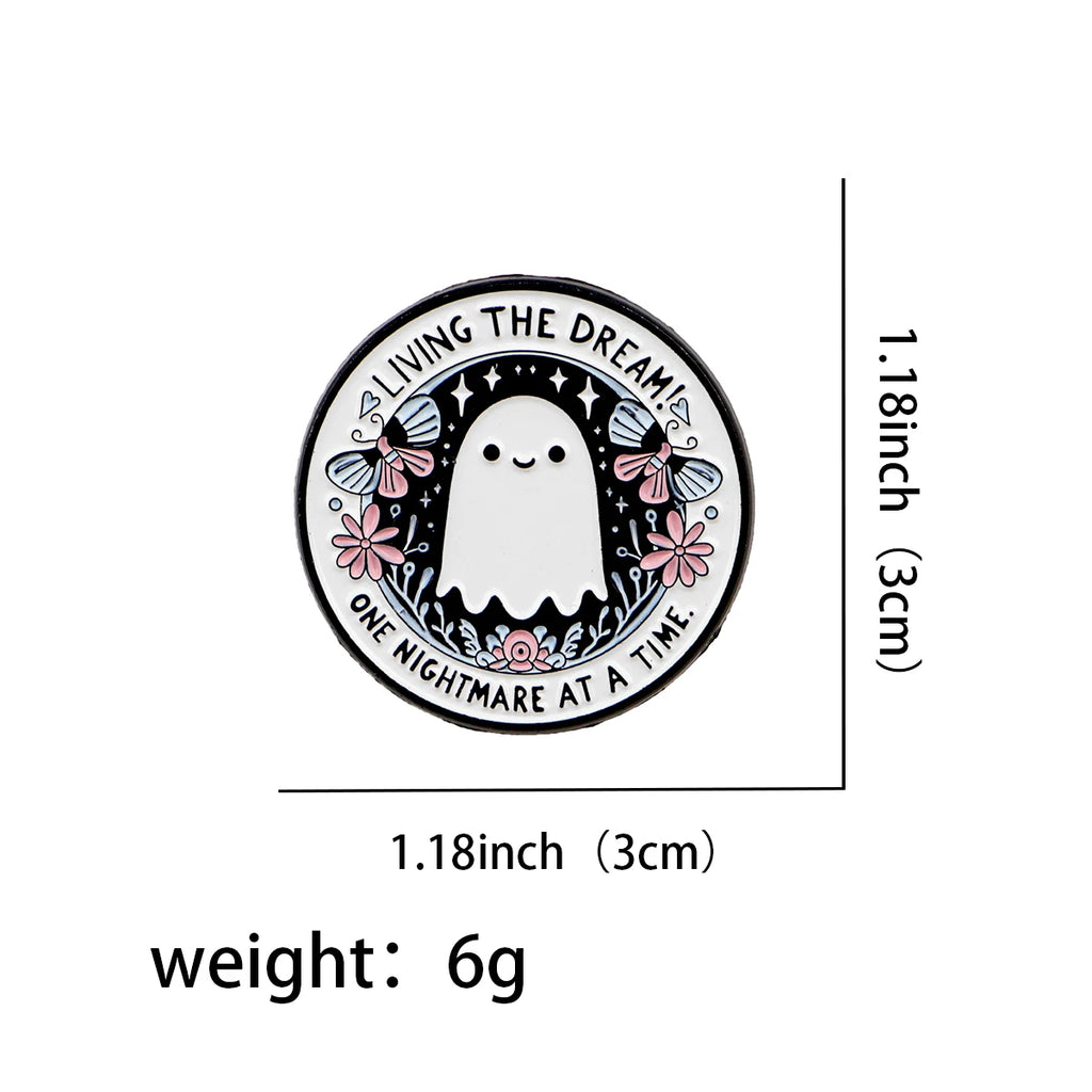 Cartoon Ghost Enamel Pin – Cute Halloween Brooch