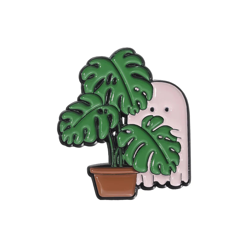 Gothic Skull Plant Enamel Pin – Punk Skeleton Brooch