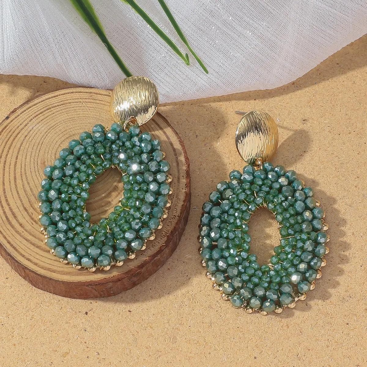 Vintage Boho Beaded Hoop Earrings
