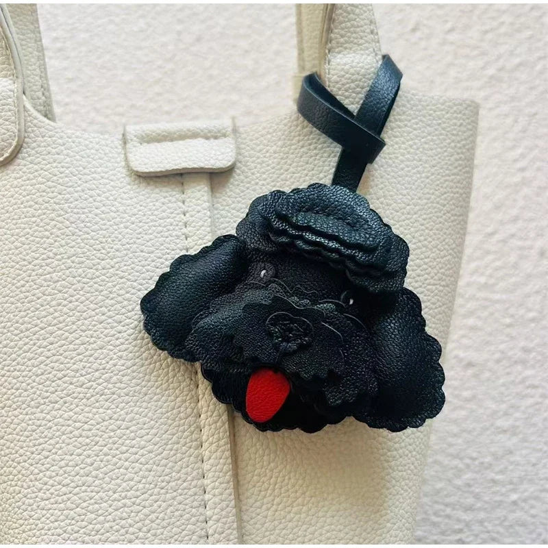 Handmade Leather Teddy Dog Bag Charm