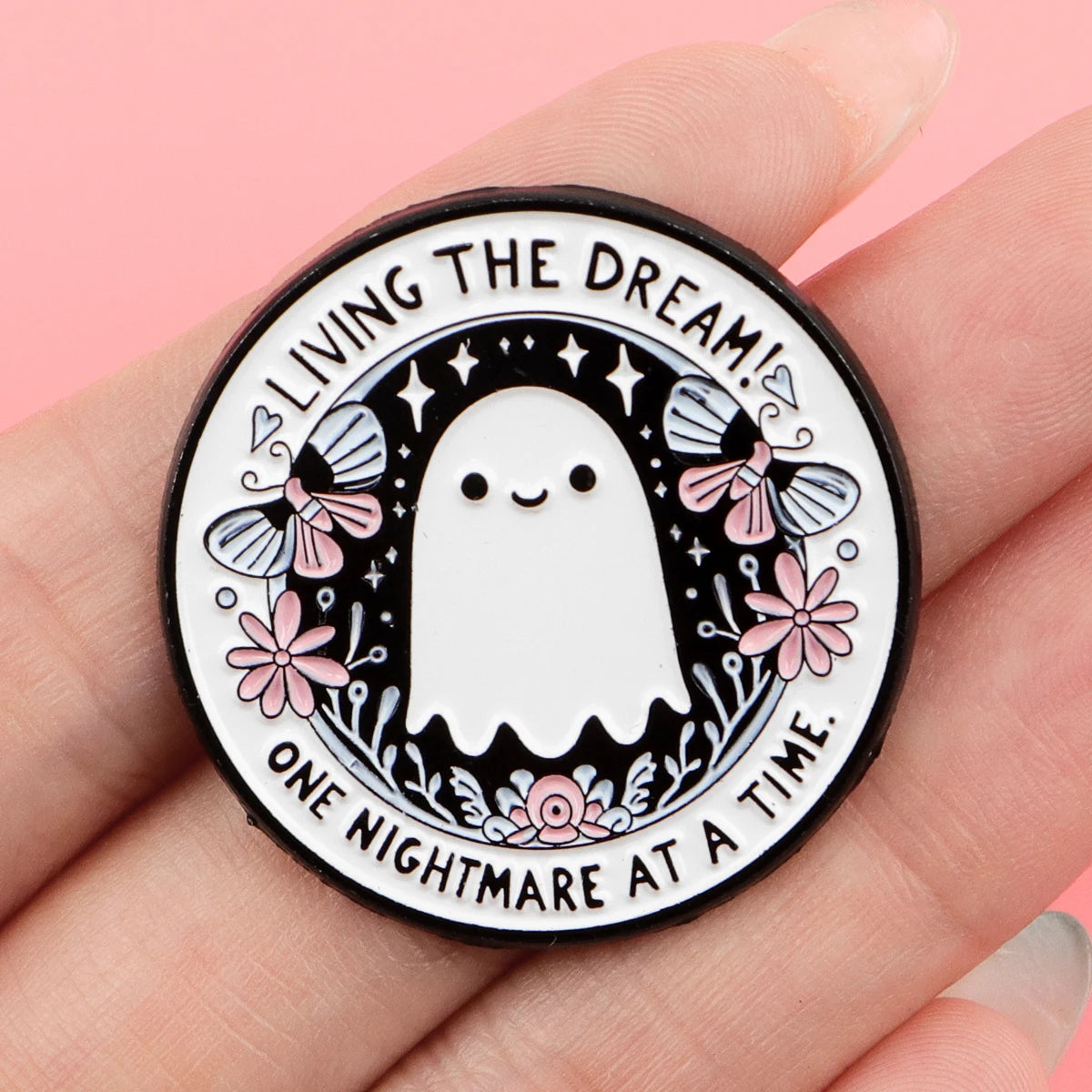 Cartoon Ghost Enamel Pin – Cute Halloween Brooch