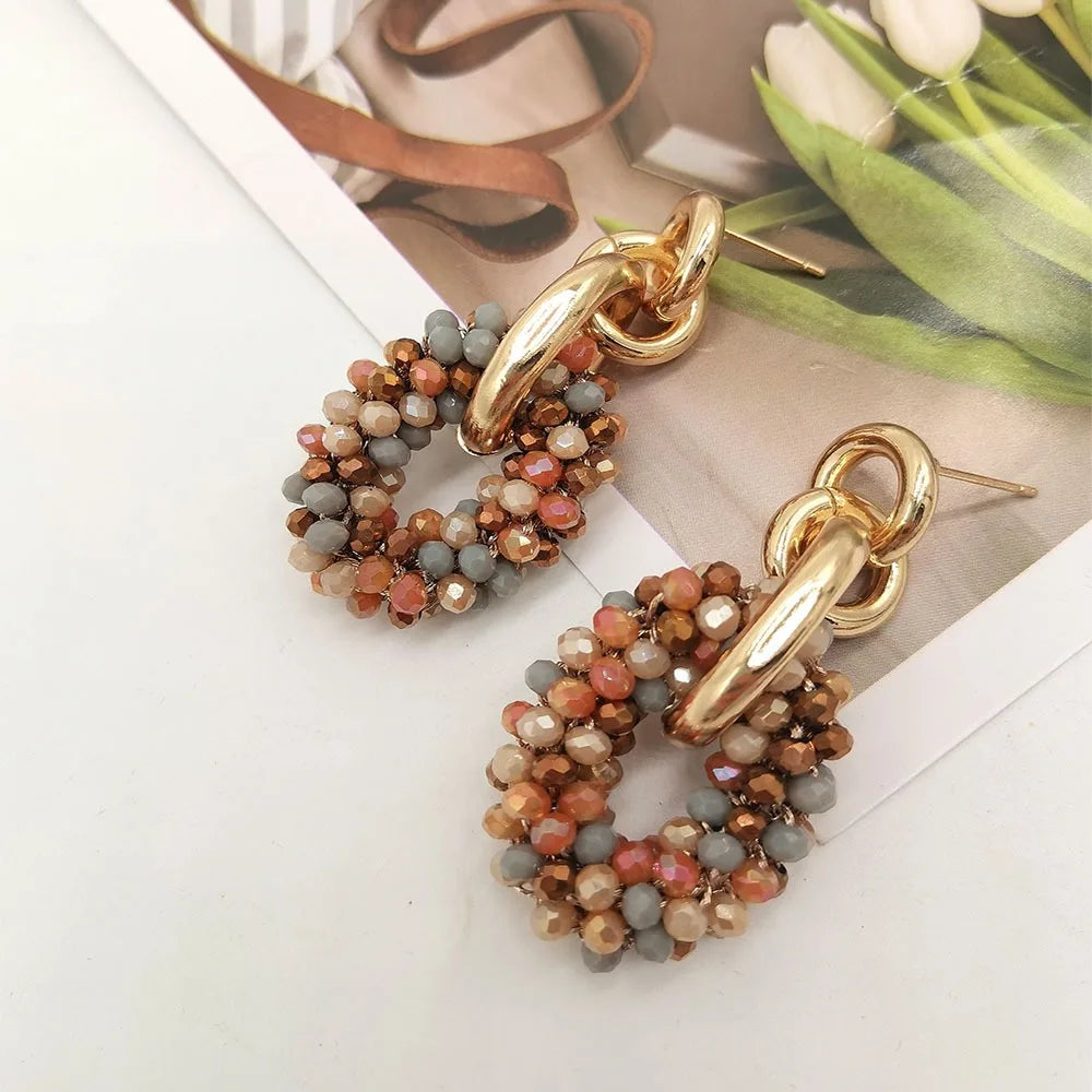 Vintage Boho Beaded Hoop Earrings