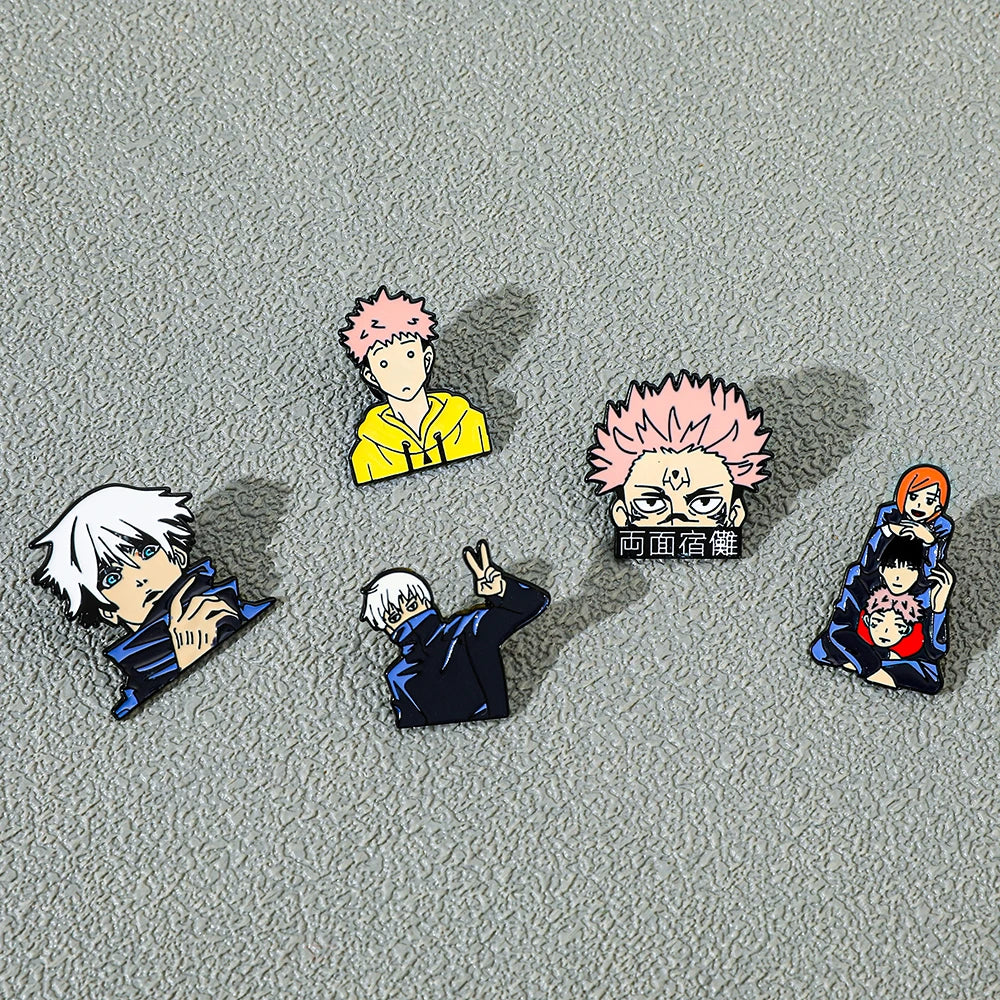 Itadori Yuji Enamel Pin Set – 5pcs Funny Anime Brooch Collection