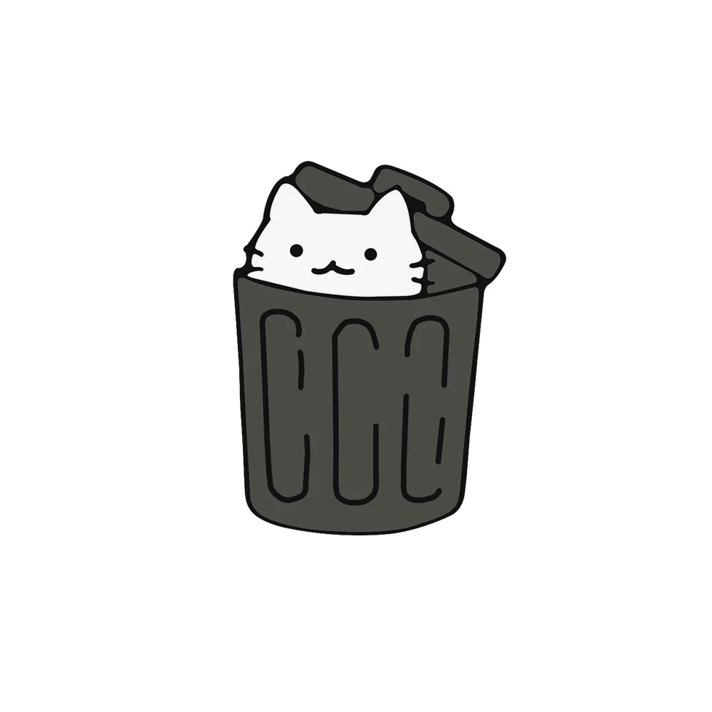 Cute Black & White Cat Enamel Pin – Funny Kitty Brooch