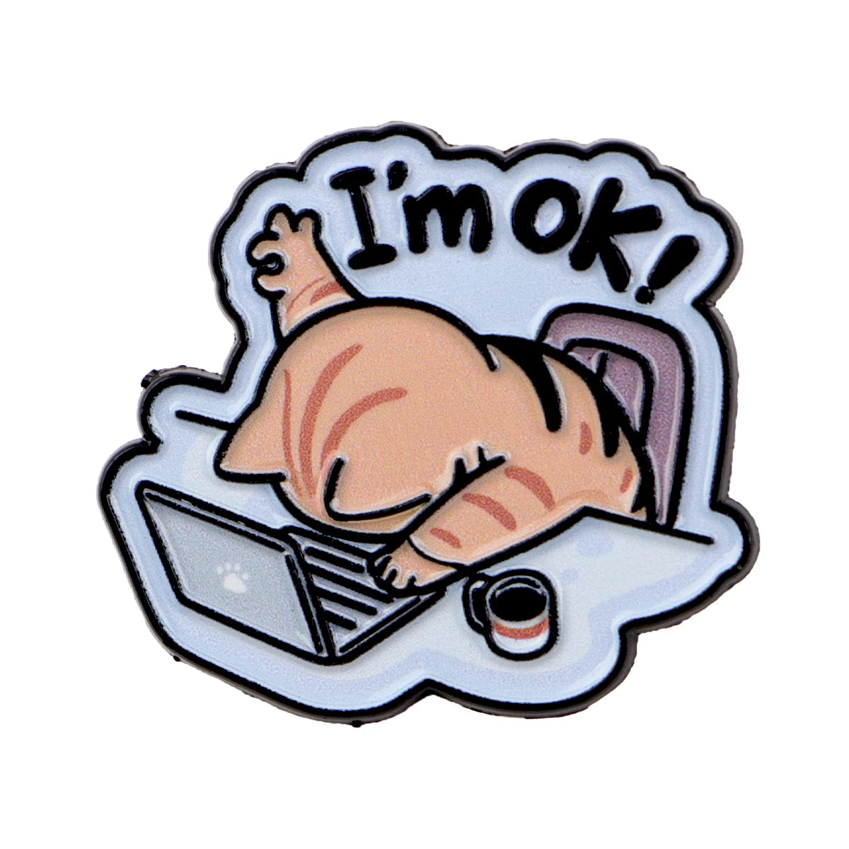 Lazy Office Cat Pin – Funny Animal Badge