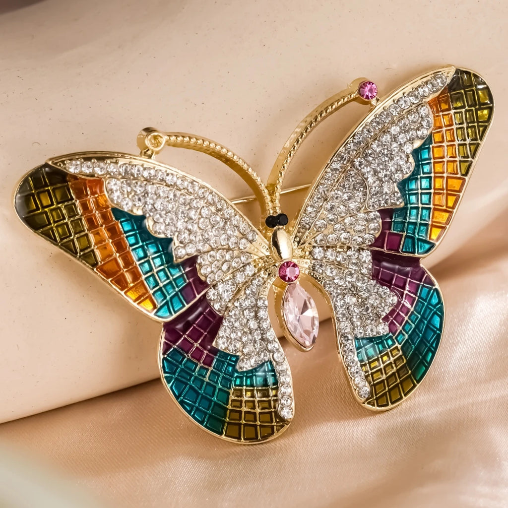 Shiny Crystal Butterfly Lapel Pin