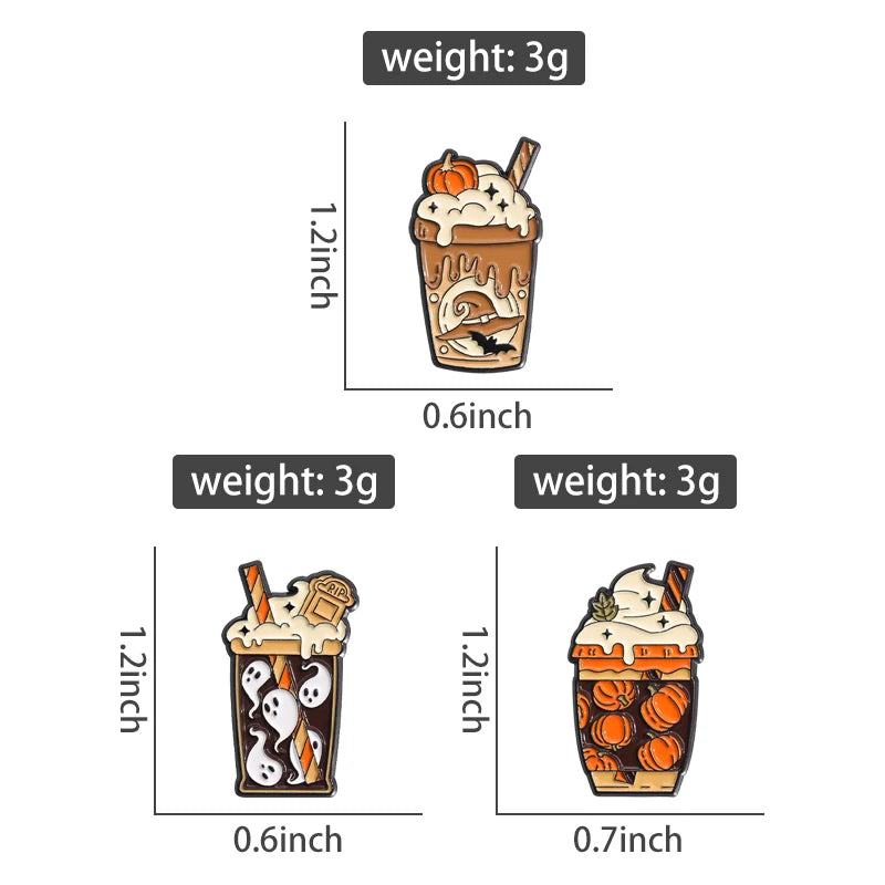 Spooky Pumpkin Milk Tea Brooch – Cute Halloween Pin