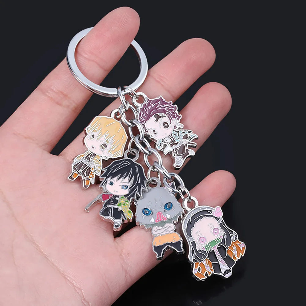 Demon Slayer Metal Keychain – Kimetsu no Yaiba Tanjirou, Nezuko & Zenitsu Pendant