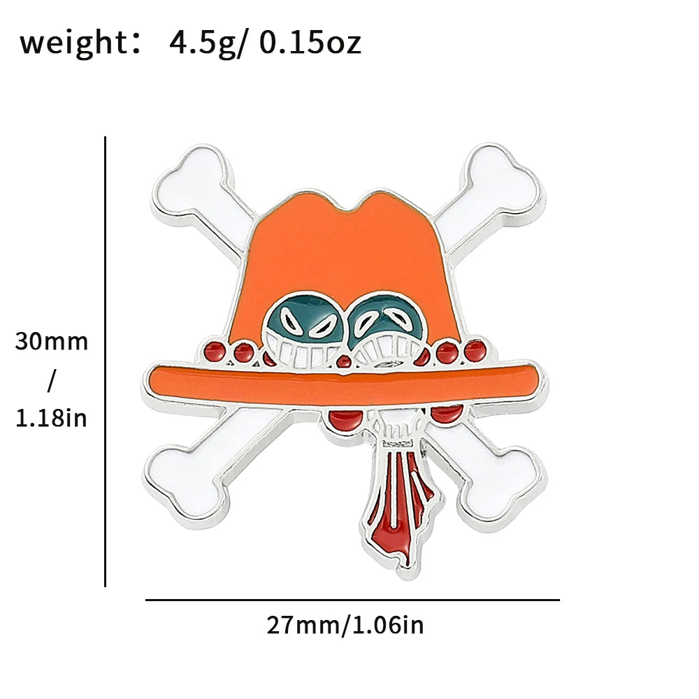 One Piece Enamel Brooch – Monkey D. Luffy Skull Lapel Pin for Bags & Jackets