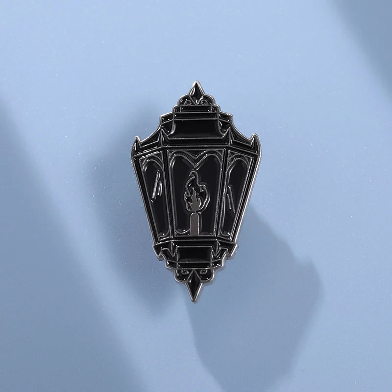 Black Lantern Pin – Gothic Enamel Brooch for Halloween & Everyday Style