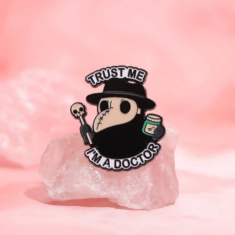 Plague Doctor Enamel Pin – Gothic Punk Brooch