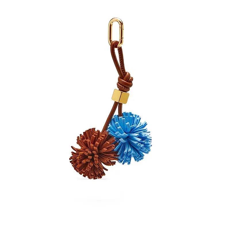 High-Grade Leather Flower Ball Tassel – Bag & Car Pendant
