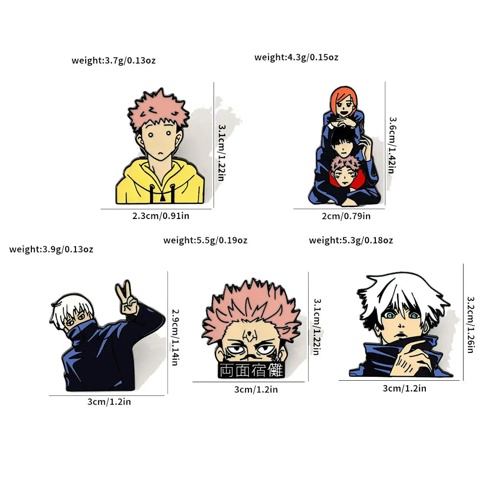 Itadori Yuji Enamel Pin Set – 5pcs Funny Anime Brooch Collection