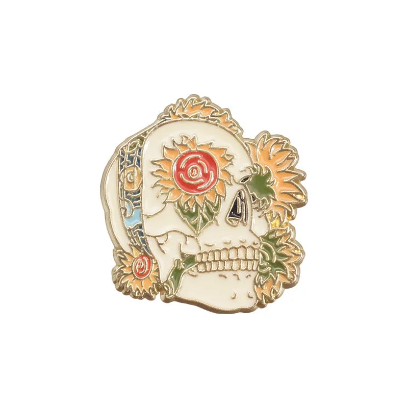 Abstract Night Sky Enamel Pin – Artistic Sunflower Brooch